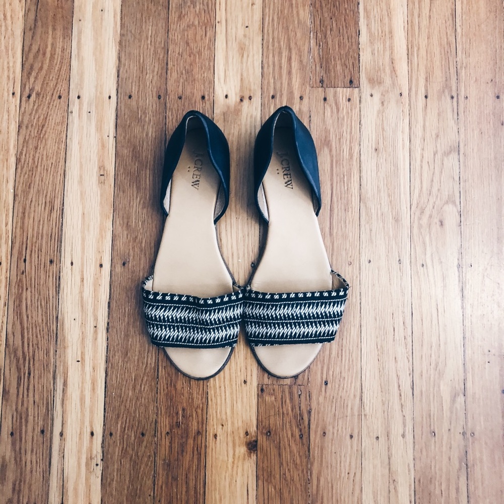 J Crew Black Leather Flats